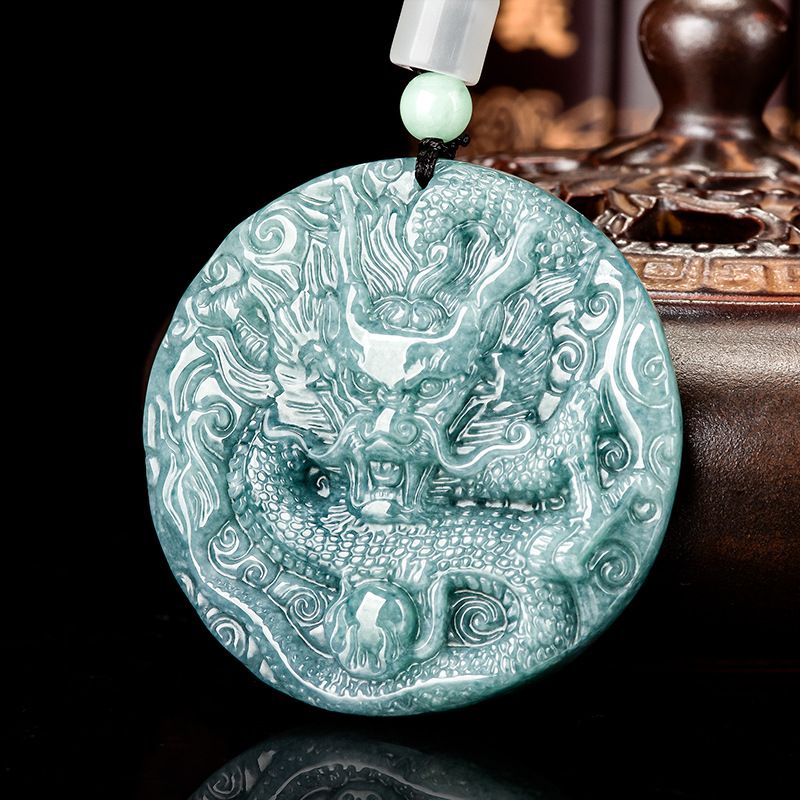 Usa Vintage Fashion - Burmese Jadeite Dragon Pendant Necklace Gifts