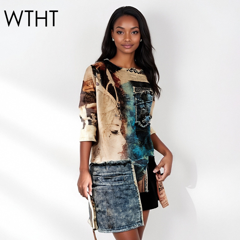 Vintage Fashion Influencers - WTHT Vintage Fashion Women's Patchwork Irregular