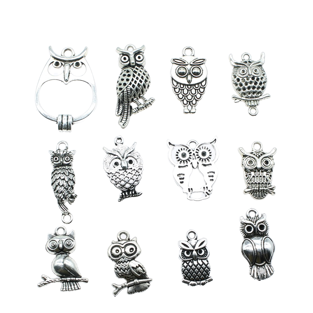 10pcs Charms Owl Antique Silve - đánh giá và giá Vintage Fashion Stores