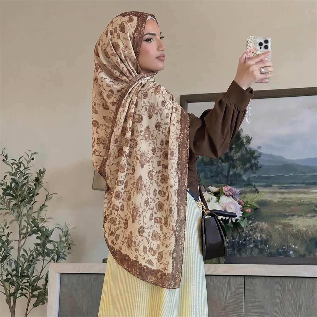 Vintage Floral Print Hijab Sof - đánh giá và giá Vintage Women Fashion