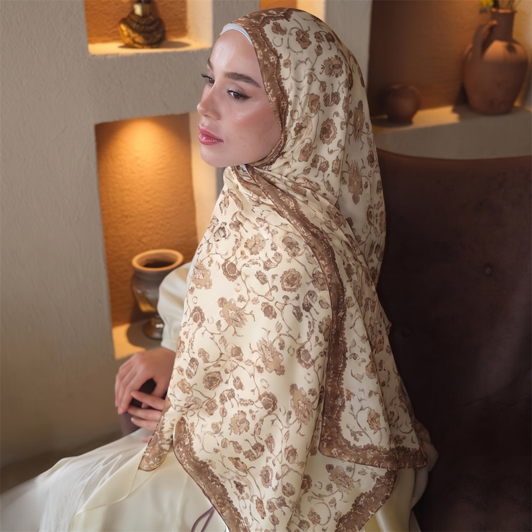 Vintage Floral Print Hijab Sof - đánh giá và giá Vintage Women Fashion